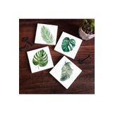Pinecone Stone Yaprak Taş Bardak Altlığı Seti - 4 Parça - Dekoratif, Rustik Mutfak Aksesuarı, 10x10 cm, Kaydırmaz Tabanlı, Şık ve Dayanıklı SC176