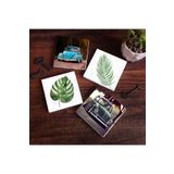 Pinecone Stone Yaprak, Vosvos Araba Taş Bardak Altlığı Seti - 4 Parça - Dekoratif, Rustik Mutfak Aksesuarı, 10x10 cm, Kaydırmaz Tabanlı, Şık ve Dayanıklı SC364