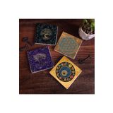 Pinecone Stone Yaşam Çiçeği, Hayat Ağacı, Nazar Boncuğu Taş Bardak Altlığı Seti - 4 Parça - Dekoratif, Rustik Mutfak Aksesuarı, 10x10 cm, Kaydırmaz Tabanlı, Şık ve Dayanıklı SC468