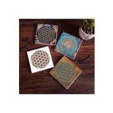 Pinecone Stone Yaşam Çiçeği Taş Bardak Altlığı Seti - 4 Parça - Dekoratif, Rustik Mutfak Aksesuarı, 10x10 cm, Kaydırmaz Tabanlı, Şık ve Dayanıklı SC504