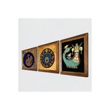 Pinecone Tavus Kuşu, Lale Ebru Sanatı, Şahmeran Taş Duvar Tablosu - Ahşap Çerçeveli Taş Tablo - 25x25 cm - 3 Parça Set - Dekoratif Duvar Sanatı - Modern Ev ve Ofis Duvar Dekoru W3-657