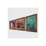 Pinecone Van Gogh Badem Ağacı, Kaplumbağa Terbiyecisi, Nar Taş Duvar Tablosu - Ahşap Çerçeveli Taş Tablo - 25x25 cm - 3 Parça Set - Dekoratif Duvar Sanatı - Modern Ev ve Ofis Duvar Dekoru W3-1528