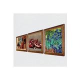 Pinecone Van Gogh İrisler, Satranç Oyunu, Nar Taş Duvar Tablosu - Ahşap Çerçeveli Taş Tablo - 25x25 cm - 3 Parça Set - Dekoratif Duvar Sanatı - Modern Ev ve Ofis Duvar Dekoru W3-1592
