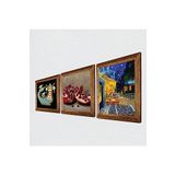 Pinecone Van Gogh Kafe Terasta Gece, Şahmeran, Nar Taş Duvar Tablosu - Ahşap Çerçeveli Taş Tablo - 25x25 cm - 3 Parça Set - Dekoratif Duvar Sanatı - Modern Ev ve Ofis Duvar Dekoru W3-1028