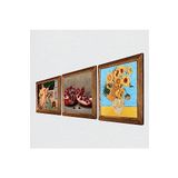 Pinecone Van Gogh On İki Ayçiçekli Vazo, İki Müzisyen Kız, Nar Taş Duvar Tablosu - Ahşap Çerçeveli Taş Tablo - 25x25 cm - 3 Parça Set - Dekoratif Duvar Sanatı - Modern Ev ve Ofis Duvar Dekoru W3-1509