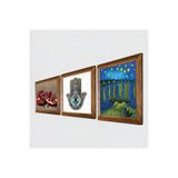 Pinecone Van Gogh Ren Nehri, Nar, Fatma Ana Eli Taş Duvar Tablosu - Ahşap Çerçeveli Taş Tablo - 25x25 cm - 3 Parça Set - Dekoratif Duvar Sanatı - Modern Ev ve Ofis Duvar Dekoru W3-776