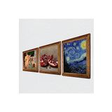 Pinecone Van Gogh Yıldızlı Gece, İki Müzisyen Kız Tablosu, Nar Taş Duvar Tablosu - Ahşap Çerçeveli Taş Tablo - 25x25 cm - 3 Parça Set - Dekoratif Duvar Sanatı - Modern Ev ve Ofis Duvar Dekoru W3-1470