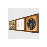Pinecone Vav, Elif, Nazar Boncuğu Taş Duvar Tablosu - Ahşap Çerçeveli Taş Tablo - 25x25 cm - 3 Parça Set - Dekoratif Duvar Sanatı - Modern Ev ve Ofis Duvar Dekoru W3-150