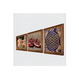 Pinecone Yaşam Çiçeği, İki Müzisyen Kız Tablosu, Nar Taş Duvar Tablosu - Ahşap Çerçeveli Taş Tablo - 25x25 cm - 3 Parça Set - Dekoratif Duvar Sanatı - Modern Ev ve Ofis Duvar Dekoru W3-1482