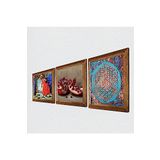 Pinecone Yaşam Çiçeği, Kaplumbağa Terbiyecisi, Nar Taş Duvar Tablosu - Ahşap Çerçeveli Taş Tablo - 25x25 cm - 3 Parça Set - Dekoratif Duvar Sanatı - Modern Ev ve Ofis Duvar Dekoru W3-1553