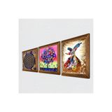 Pinecone Yaşam Çiçeği, Karla Gerard Hayat Ağacı, Semazen Taş Duvar Tablosu - Ahşap Çerçeveli Taş Tablo - 25x25 cm - 3 Parça Set - Dekoratif Duvar Sanatı - Modern Ev ve Ofis Duvar Dekoru W3-335