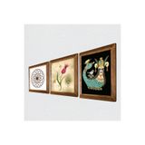 Pinecone Yaşam Çiçeği, Lale Ebru Sanatı, Şahmeran Taş Duvar Tablosu - Ahşap Çerçeveli Taş Tablo - 25x25 cm - 3 Parça Set - Dekoratif Duvar Sanatı - Modern Ev ve Ofis Duvar Dekoru W3-668