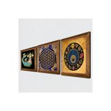 Pinecone Yaşam Çiçeği, Nazar Boncuğu, Şahmeran Taş Duvar Tablosu - Ahşap Çerçeveli Taş Tablo - 25x25 cm - 3 Parça Set - Dekoratif Duvar Sanatı - Modern Ev ve Ofis Duvar Dekoru W3-357