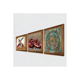 Pinecone Yaşam Çiçeği, Semazen, Nar Taş Duvar Tablosu - Ahşap Çerçeveli Taş Tablo - 25x25 cm - 3 Parça Set - Dekoratif Duvar Sanatı - Modern Ev ve Ofis Duvar Dekoru W3-878