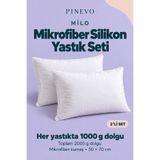 pinevo 2'li Mikrofiber Silikon Dolgulu Uyku Yastığı 50x70 cm 1000 gr – Dolgun ve Yumuşak