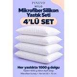 pinevo 4'lü Mikrofiber Silikon Dolgulu Uyku Yastığı 1000 gr 50x70 cm – Dolgun ve Yumuşak
