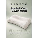 Pinevo Bombeli Ortopedik Visco Boyun Yastığı – Ergonomik Boyun Destekli Hafızalı Sünger Yastık - Beyaz