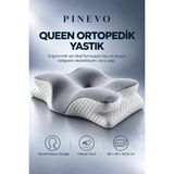 Pinevo Queen Ortopedik Geniş Visco Yastık – Ergonomik Baş ve Boyun Destekli Büyük Boy - Beyaz