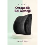 pinevo Visco Bel Destek Yastığı Ergonomik Ofis Sandalyesi ve Araç Koltuğu Bel Minderi 35x34x12 cm