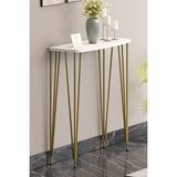 Pinhal Home 100 cm Beyaz Dresuar Kahve Köşesi Konsol Modern Raf Metal Boru Gold Ayaklı - Beyaz - Gold