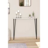 Pinhal Home 60 cm Oval Kenar Dresuar Petek Üstü Beyaz Çam Siyah Ayak - Beyaz - Siyah