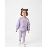 Pini Co Kız Çocuk Lila Papatya Baskılı Sweatshirt ve Fitilli Tayt 2'li Takım - 8 - 9 Yaş - Lila - Mor