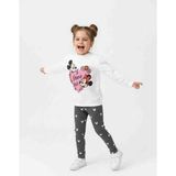 Pini Co Kız Çocuk Mickey Minnie Baskılı Sweatshirt ve Kalp Desenli Fitilli Tayt Alt Üst Takım - 0-Gri - 9 - 10 Yaş