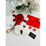 Pink Bag Sevgililer Gününe Özel Handmade Kalpli Peluş Cüzdan - Açık Ekru