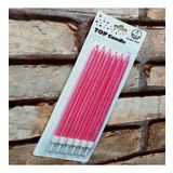 PİNK BIRTHDAY CANDLE VIP UZUN PARLAK METALİK SİMLİ PEMBE PASTA MUMU 6 ADET PEMBE DOĞUM GÜNÜ MUMU