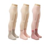 Pink Bunny Penye Kız Bebek Külotlu Çorap - Dört Kalp Puantiye Desenli (5-6 Yaş)