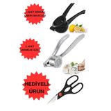 Pink Cat Kitchen MAKAS HEDİYELİ ! Döküm Paslanmaz Demir Limon Sıkacağı -Portakal Narenciye Sıkıcı ve Sarımsak Ezici