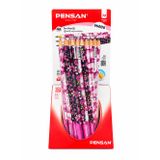 Pink Flowers Desenli Kurşun Kalem 2B Pensan 3 Adet