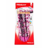 Pink Flowers Desenli Kurşun Kalem 2B Pensan 6 Adet