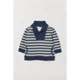 Pink Hippo Kids Erkek Çocuk Şal Yakalı Çizgili Sweatshirt