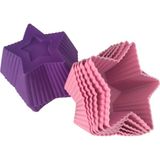Pink Rose 12 Li Silikon Pembe-Mor Mini Yıldız Kek Kalıbı ,muffin Kalıbı,cupcake Kalıbı 12 Adet , Airfryer Kullanımına Uygundur . - Pembe - Mor