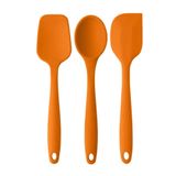 Pink Rose Bybirgül Büyük Boy Yanmaz Yapışmaz Silikon Spatula+Kaşık +Hamur Sıyırıcı Spatula Turuncu (3lü Set)
