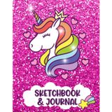 Pink Sparkle Unicorn Sketchbook and Journal: Glitter Unicorn Notebook with Lined and Blank Pages for Girls Ages 6-12 to Draw, Write, and Create