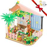 PinkBee Arkadaşlar Çiçekler Ev Yapı Taşı Setleri, Kızlar Mini Bahçe Sera Daire Mikro Dostluk Dreamhouse Tuğla Kitleri Noel Noel Yetişkinler için Doğum Günü Hediyeleri Çocuklar 8-12 6-12 7-9