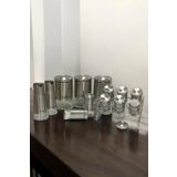 Pinkev 13 Parça Cam Baharatlık Baharat Takımı Seti - Inox
