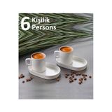 Pinkev 6 Kişilik Oval Sunumluklu Sade Porselen Türk Kahvesi Kahve Fincanı Takımı Seti