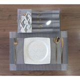 Pinkev 6 Kişilik Pvc Amerikan Servis Supla Seti - 30X45CM - 30 x 45 cm - Gümüş