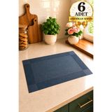 Pinkev 6 Kişilik Siyah Renk PVC Amerikan Servis Supla Seti - 30x45cm