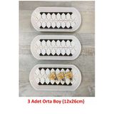 Pinkev Black Drops 3 Adet 26cm Orta Boy Seramik Oval Kahvaltı Peynir Kayık Servis Sunum Tabağı Takımı Seti