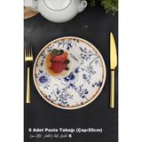 Pinkev Blossom 6 Kişilik Seramik Pasta Tatlı Tabağı Takımı - 20CM