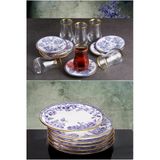 Pinkev Butterfly 18 Parça Çay Bardaklı Seramik Pasta Tabağı Seti - Kup119s