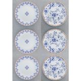 Pinkev Çift Desenli 6 Kişilik Seramik Pasta Tatlı Tabağı Takımı - 20CM