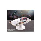 Pinkev Flora Seramik Ayaklı Pasta Kek Çikolata Servis Sunum Tabağı 16x28cm