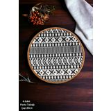 Pinkev Mona 6 Kişilik Siyah Desenli Porselen Pasta Tatlı Tabağı Seti - 20cm