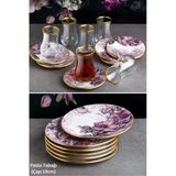 Pinkev Petunia 18 Parça Çay Bardaklı Seramik Pasta Tabağı Seti - Kup119p