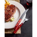 Pinkev Tramontina 6 Kişilik 12 Parça Polywood Saplı Steak Et Biftek Pizza Çatal Bıçak Seti